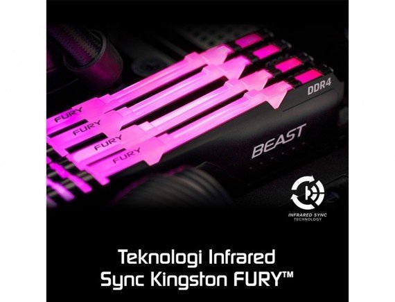 KINGSTON 16GB 2666MHz DDR4 CL16 DIMM (Kit of 2) 1Rx8 Kingston FURY BEAST RGB