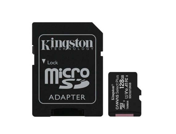 KINGSTON 128GB microSDXC Canvas Select Plus A1 Class 10 UHS-I adapter