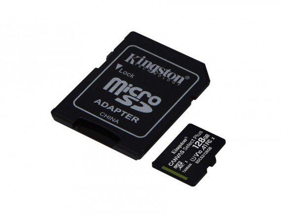 KINGSTON 128GB microSDXC Canvas Select Plus A1 Class 10 UHS-I adapter