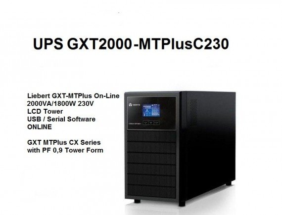 VERTIV - UPS GXT2000-MTPlusC230 Liebert GXT-MTPLUS On-Line 2000VA/1800W 230V LCD Tower ; USB / Serial software