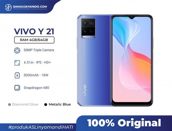 VIVO Y21 RAM 4GB/64 GB - GARANSI RESMI