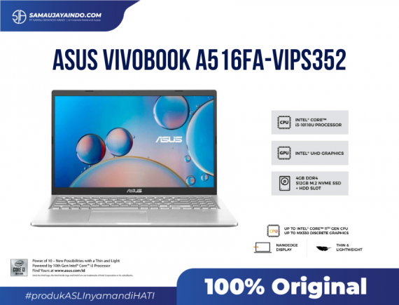 ASUS VIVOBOOK A516FA-VIPS352 Intel Core i3-10110U / 4GB / 512GB SSD / Win11 + OHS2021