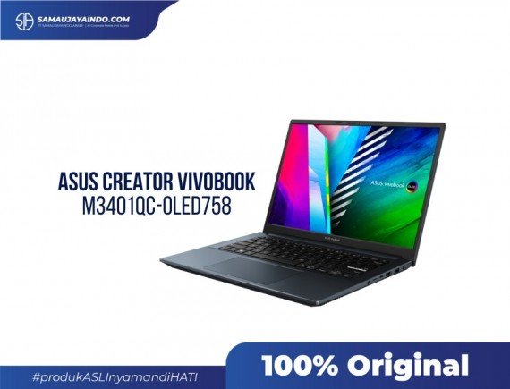 ASUS Creator VivoBook M3401QC-OLED758 - PRO SERIES AMD Ryzen R7-5800H / NVDIA GeForce RTX 3050 with 4GB DDR6 VRAM / 512G PCIE / 8GB DDR4 / QUIET BLUE / 14