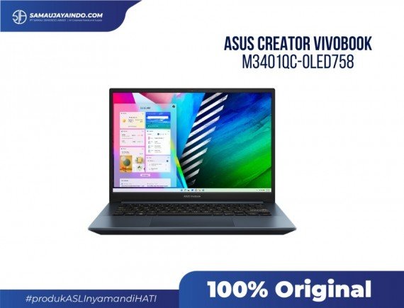 ASUS Creator VivoBook M3401QC-OLED758 - PRO SERIES AMD Ryzen R7-5800H / NVDIA GeForce RTX 3050 with 4GB DDR6 VRAM / 512G PCIE / 8GB DDR4 / QUIET BLUE / 14
