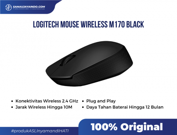 LOGITECH - Mouse Wireless M170 Original Hitam Garansi Resmi