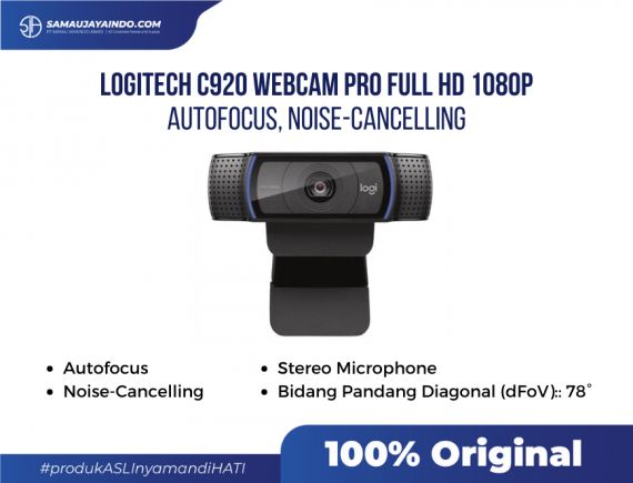 LOGITECH - C920 Webcam PRO Full HD 1080P Autofocus, Noise-Cancelling