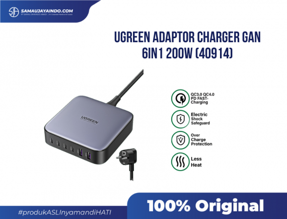 UGREEN Adaptor Charger Gan 6in1 200W (40914)
