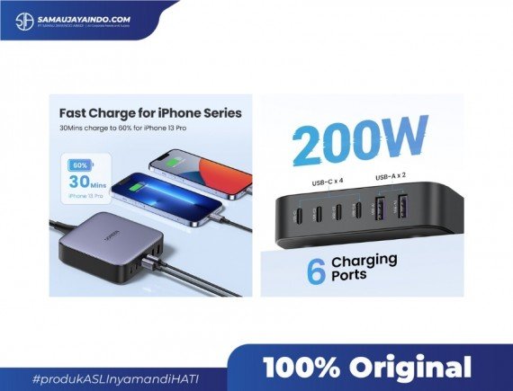UGREEN Adaptor Charger Gan 6in1 200W (40914)
