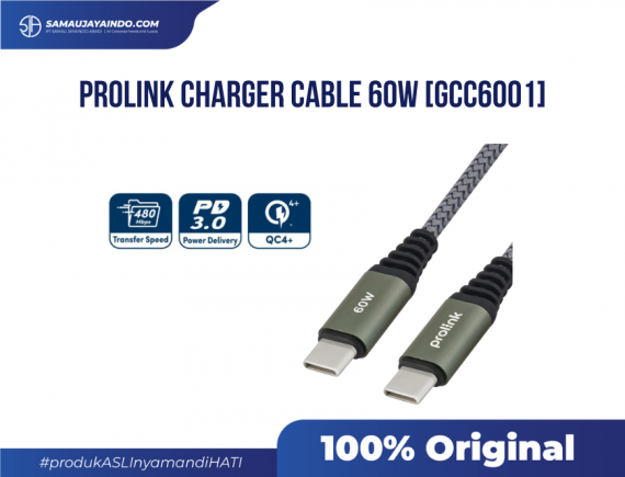 PROLINK Charger Cable 60W Kabel Data Tipe C PD 3.0 480 Mbps GCC6001