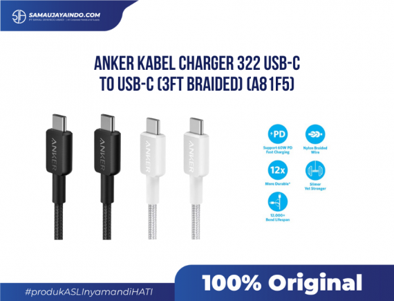 ANKER - Kabel Charger 322 USB-C to USB-C (3ft Braided) (A81F5)
