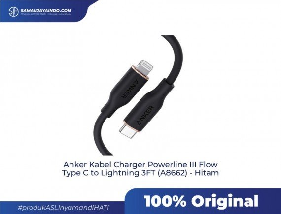 ANKER - Kabel Charger Powerline III Flow Type C to Lightning 3FT (A8662)