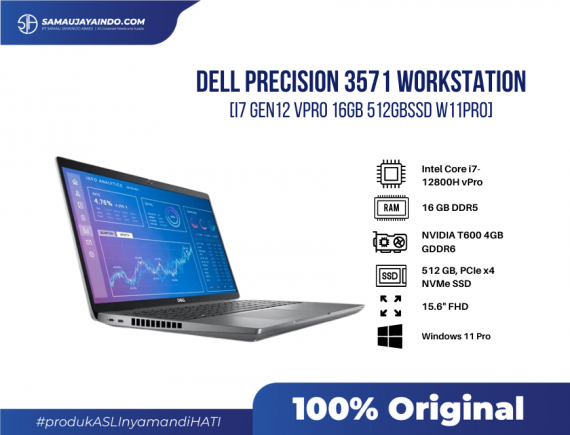 Dell Precision 3571 WorkStation [Intel Core i7-12800H Gen12 vPro 16GB 512GBSSD W11Pro]