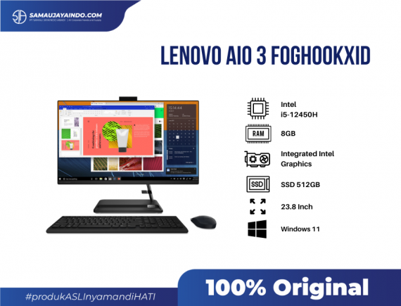 Lenovo AIO 3 F0GH00KXID (i5-12450H 8GB RAM 512GB SSD) - Black