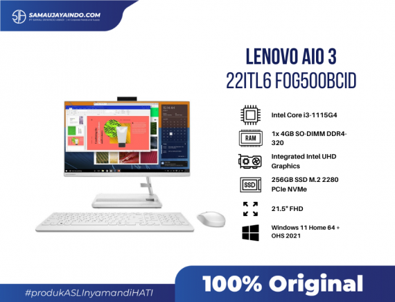 Lenovo AIO 3 22ITL6 F0G500BCID (White) [i3-1115G4 / 4GB RAM / 256GB SSD]