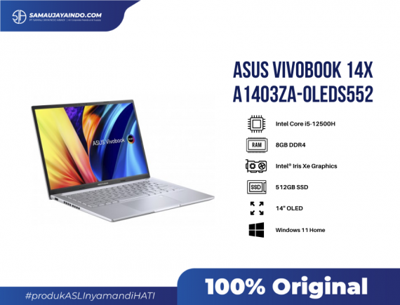ASUS Vivobook 14X OLED A1403ZA-OLEDS552 [I5-12500H/8G/512G PCIE/2.8K OLED/Silver/OPI/WIN 11]