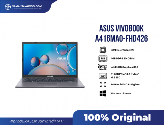 ASUS Vivobook A416MAO-FHD426 [N4020 UMA 4GB RAM 256GB SSD Slate Grey]