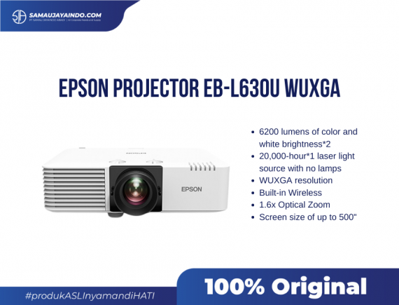 EPSON PROJECTOR EB-L630U WUXGA (4KE), 6200 Lumens ( Wifi )