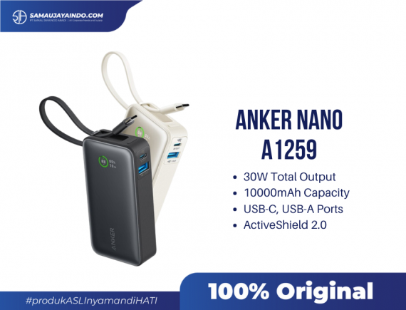 Anker Nano 10.000mAh Powerbank  (30w Built-in USB - C Cable) - A1259