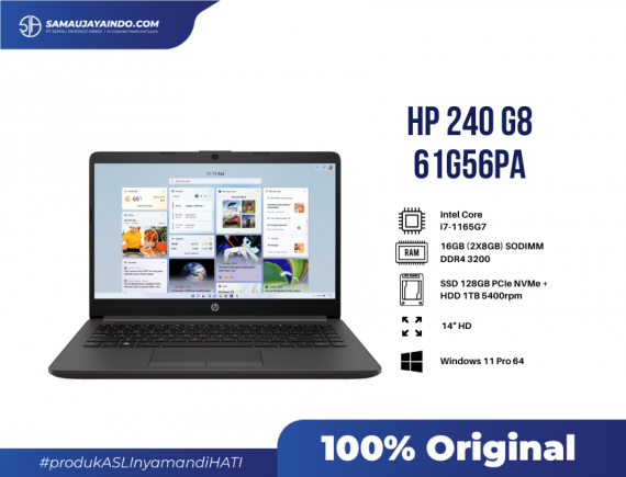 HP 240 G8 14 61G56PA - Intel Core i7-1165G7, 16GB (2X8GB) SODIMM DDR4 3200, SSD 128GB PCIe NVMe + HDD 1TB 5400rpm, WIN 11 PRO 64, WLAN+BT, Batt 3Cell 41hr, TPM Security, 1/1/0 Warranty 1E7D7AA HP Prelude 15.6 Top Load