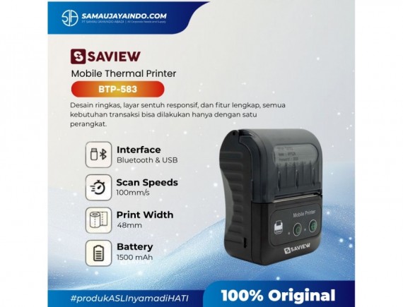 SAVIEW Printer Bluetooth Mini Thermal BTP-583 58mm Bluetooth & USB