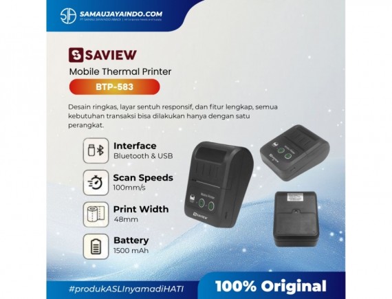 SAVIEW Printer Bluetooth Mini Thermal BTP-583 58mm Bluetooth & USB
